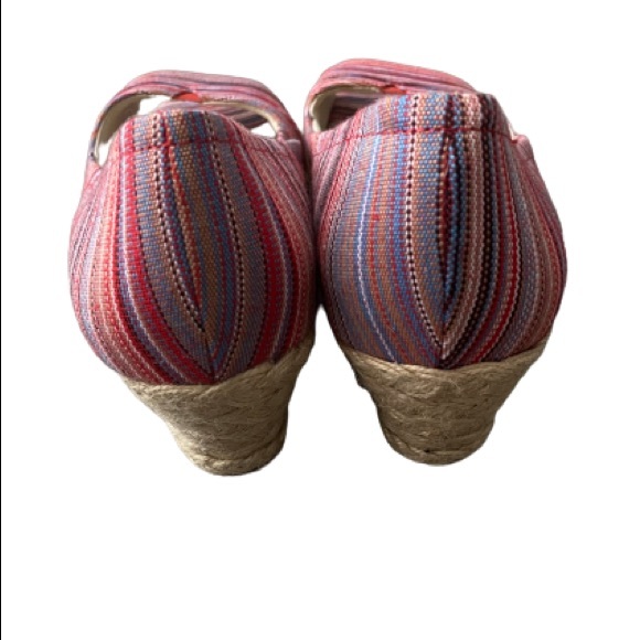 Coach Espadrille Pink-Multi Striped Wedges Size8.5 - Picture 6 of 8